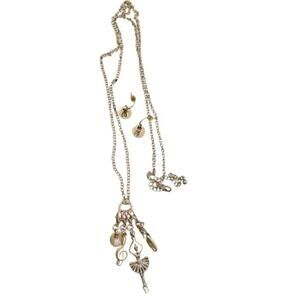 Ballerina Theme Interchangeable Silver Charm Necklace Chain Link Necklace Set